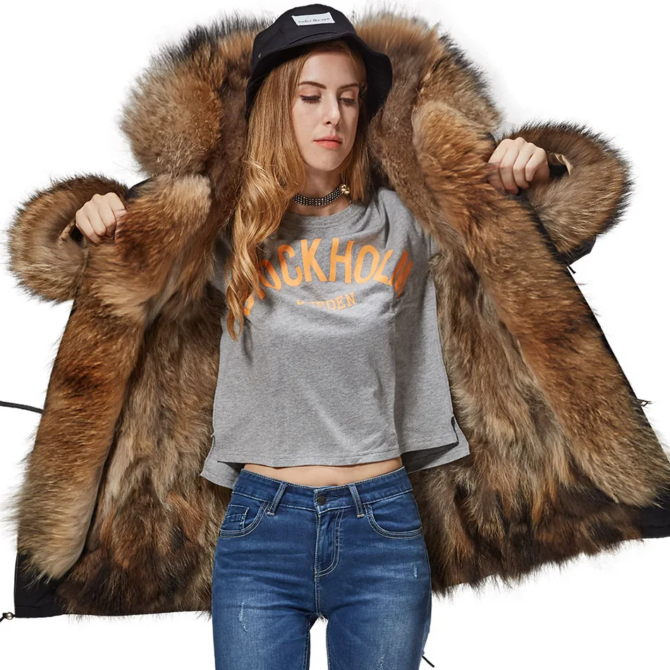 Top Trends: Maomaokong Natural Real Fur Lining Winter Women Jacket Long Fox Fur Coat Raccoon Fur Collar Hooded Thick Black Waterproof Parkas Shoppable Styles