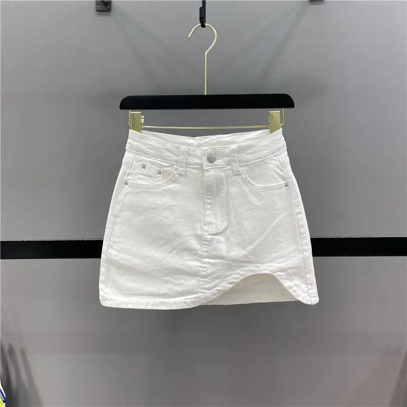 Top Trends: 2022 Summer New Irregular Design Denim Short Skirt Women&#039;s High Waist Bag Hip Skirt Harajuku Skirt Korean Fashion Clothing Shoppable Styles