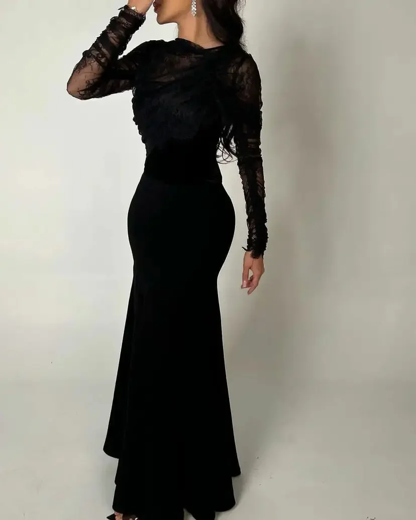 Top Trends: Vintage Black Prom Dresses A-Line Pleated Lace Evening Dress Ankle Length Zipper Formal Party Dresses فساتين مناسبة رسمية Shoppable Styles