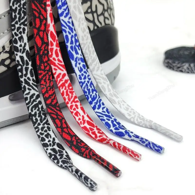 Top Trends: 1Pair Burst Crack Texture Shoelaces Flat AF1 / AJ Sneakers Shoe Laces Fashion Leopard Print Shoelace 120 / 140 / 160CM Shoes Strings Shoppable Styles