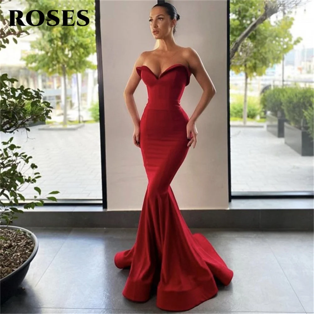 Top Trends: Burgundy Prom Dress Red Sweetheart Sleeveless Mermaid High Quality Satin Prom Dress With Zipper Back Vestidos De Fiesta De Noche Shoppable Styles