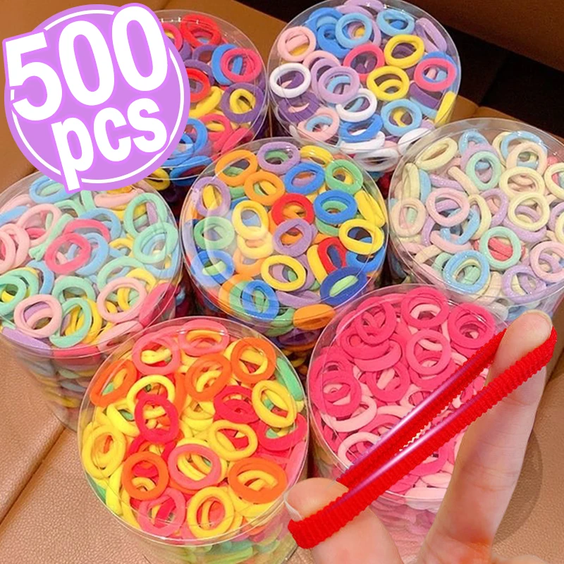 Top Trends: 100-500PCS Women Girls Colorful Nylon Elastic Hair Bands Ponytail Hold Headwear Hair Tie Rubber Bands Scrunchie Hair Accessories Shoppable Styles