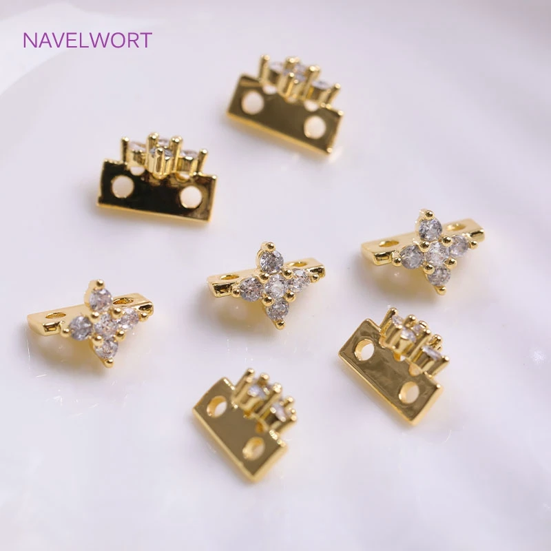 Top Trends: 18K Gold Plated Inlaid Zircon Flower Shape Beads Separators Connector 2 / 3 Hole Separators For Beads Necklace Making Findings Shoppable Styles