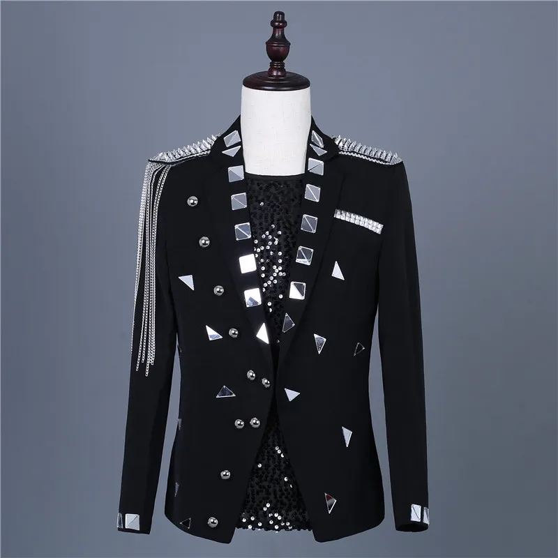 Top Trends: Male Tassel Blazer Jacket Mirror Chain White Black Men Clothing Singer Host Bar Nightclub Performance Stage Costume Fashion Coat Shoppable Styles