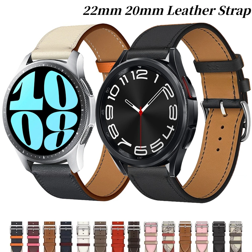 Top Trends: 22mm 20mm Leather Strap For Samsung Galaxy 3 / 4 / 5 / 6 Gear S3 Huawei Watch 4 / 3 / GT3-2 Pro Bracelet Watchband Amazfit GTR / GTS 4 Band Shoppable Styles