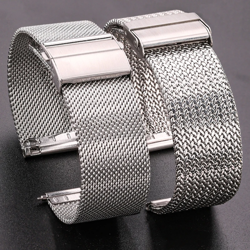 Top Trends: 316l Stainless Steel Milanese Loop Watch Bracelet Women Men Replacement Strap Watchband 16mm 18mm 20mm 22mm Silver Black Shoppable Styles