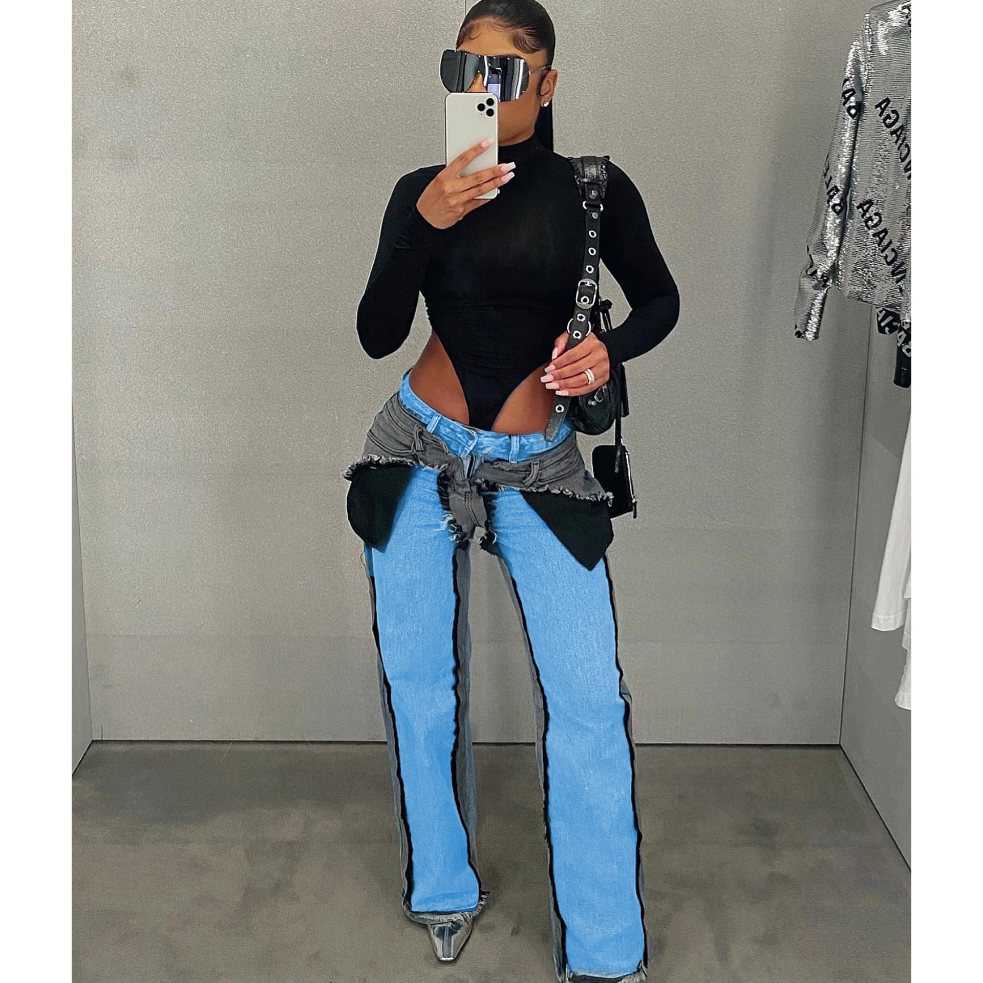 Top Trends: Cargo Denim Ripped Pants Y2K Streetwear Fashion 2023 Women Winter Fall Clothes Trousers Denim Parachute Patchwork Jean Pants Shoppable Styles