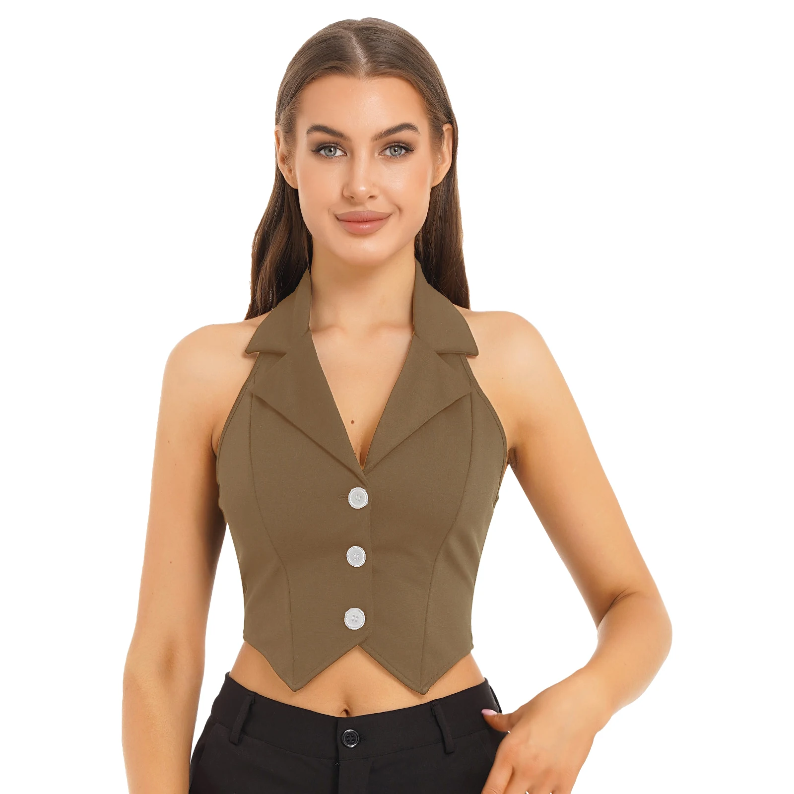 Top Trends: Women's Vests Halter Neck V-Neck Office Ladies Crop Tops Formal Elegant OL Waistcoat Suits Vest Business Work Wear Mujer Shoppable Styles - Image 4