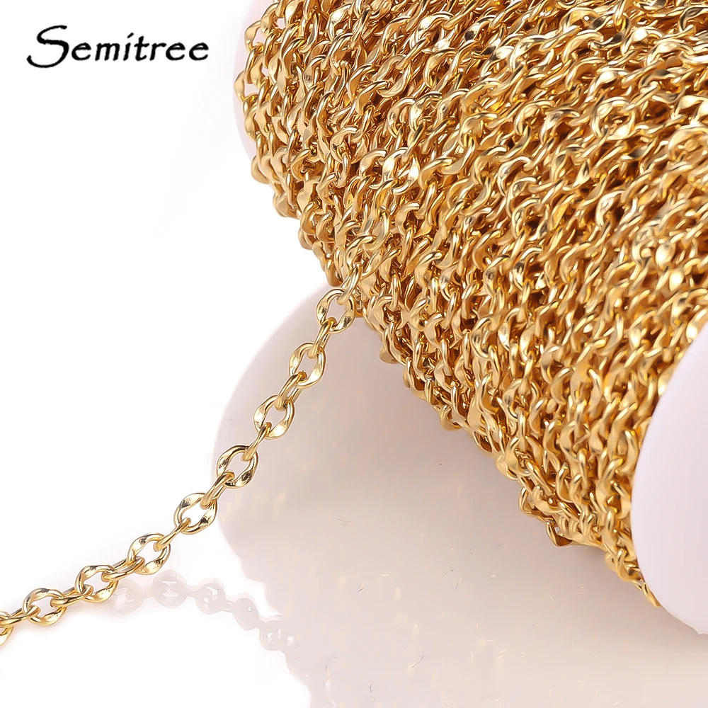 Top Trends: Semitree 1 Meter Stainless Steel Link Flat Chains For DIY Necklace Making Jewelry Findings Wallet Chain Accessories Bulk Shoppable Styles