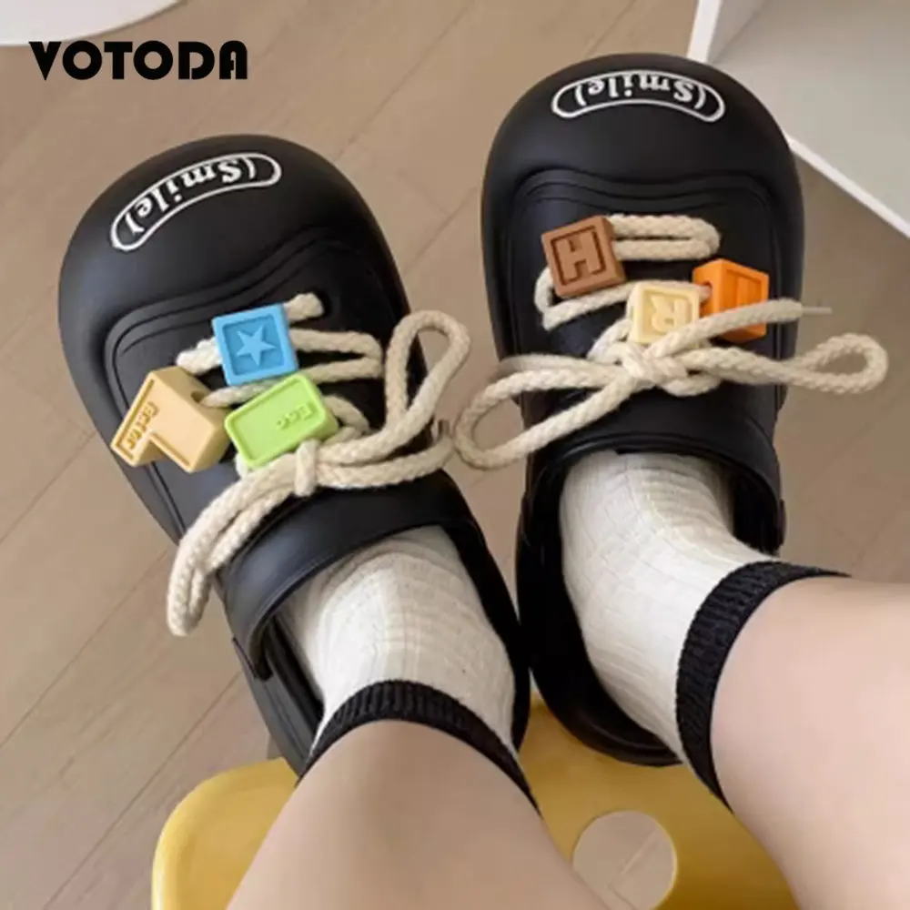 Top Trends: Summer Cute Mary Jane Slippers For Women Platform Non-slip Couple Sandals Fashion Outdoor Beach Flip Flops Big Head Hole Slides Shoppable Styles