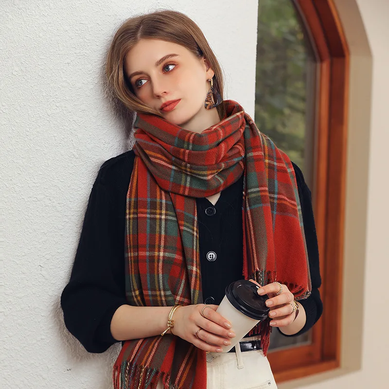 Top Trends: The New Women's Scarf Winter Luxury Brand Tippet Scarves For Ladies Plaid Shawls Warm British Style Thicken Man Shoppable Styles