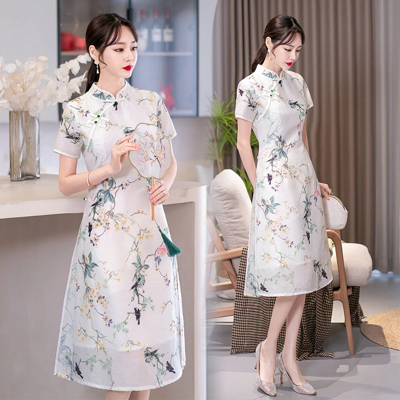 Top Trends: New Short Sleeve Improved Cheongsam Young Retro Classical Elegance Chinese Style Daily Qipao Dress Modern Women Clothing Shoppable Styles