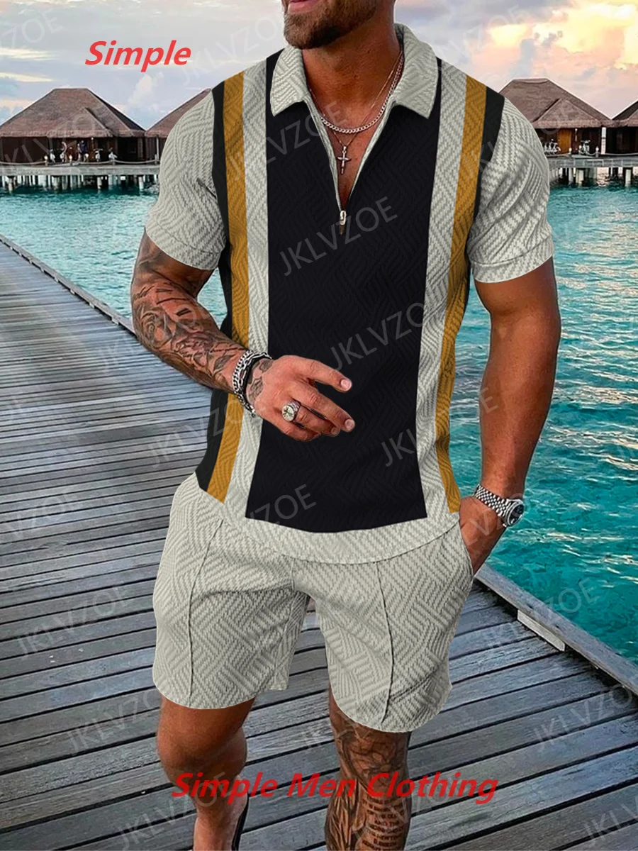 Top Trends: Summer Simple Retro Style Short Sleeved Polo Shirt Beach Shorts 2 Piece Sets Tracksuit Men's 3D Printed Casual Sports Suit Shoppable Styles - Image 4