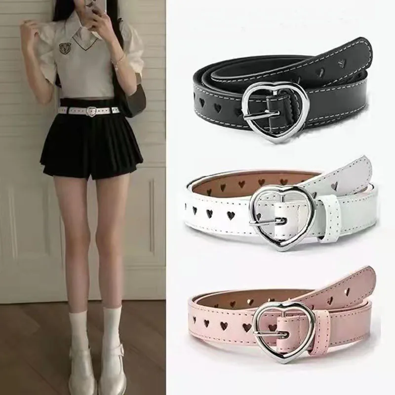 Top Trends: Children PU Leather Belts For Kids Cute Love Heart Buckle Waist Belt Y2k Waistband Luxury Designer Love Heart Eyelet Waist Belt Shoppable Styles - Image 6