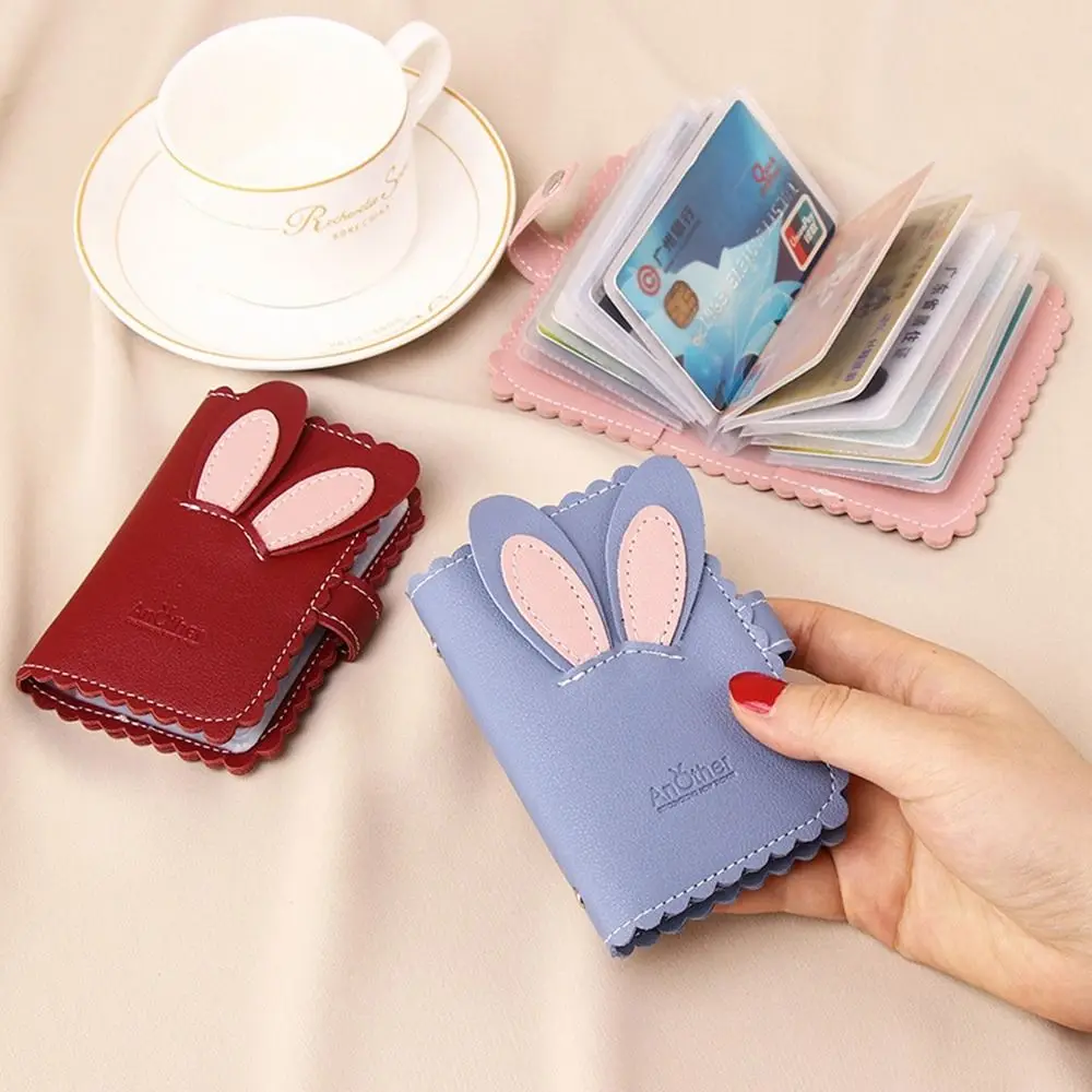 Top Trends: New Creative Cute Rabbit Ear Card Bag Female Large-capacity Multi-card Slot Credit Anti NFC Theft Card Bag ID Card Holder Cover Shoppable Styles