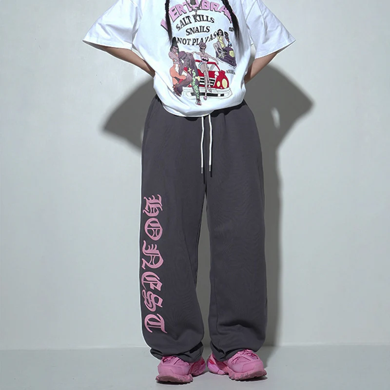 Top Trends: Kpop Streetwear Gray Baggy Sweatpants Women Y2K Vintage Oversize Letter Jogging Sports Pants Female Harajuku Wide Leg Trousers Shoppable Styles