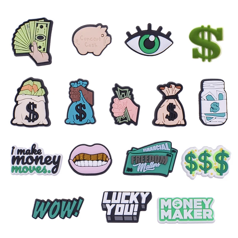 Top Trends: 1pcs Money Croc Charms Pin Fits For Crocs Accessories Shoe Decorations Kids Adult Birthday Party Gifts Shoppable Styles