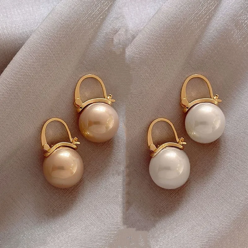 Top Trends: Fashion Simulated Pearl Drop Earrings For Women OL Simple Round Ear Ring Gifts Bijoux Party Wedding Jewelry Boucle D'oreille Shoppable Styles