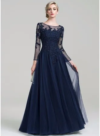 Top Trends: Scoop Neck A-Line Floor-Length Tulle Mother Of The Bride Dress With Beading Sequins For Wedding Party Custom Made Shoppable Styles