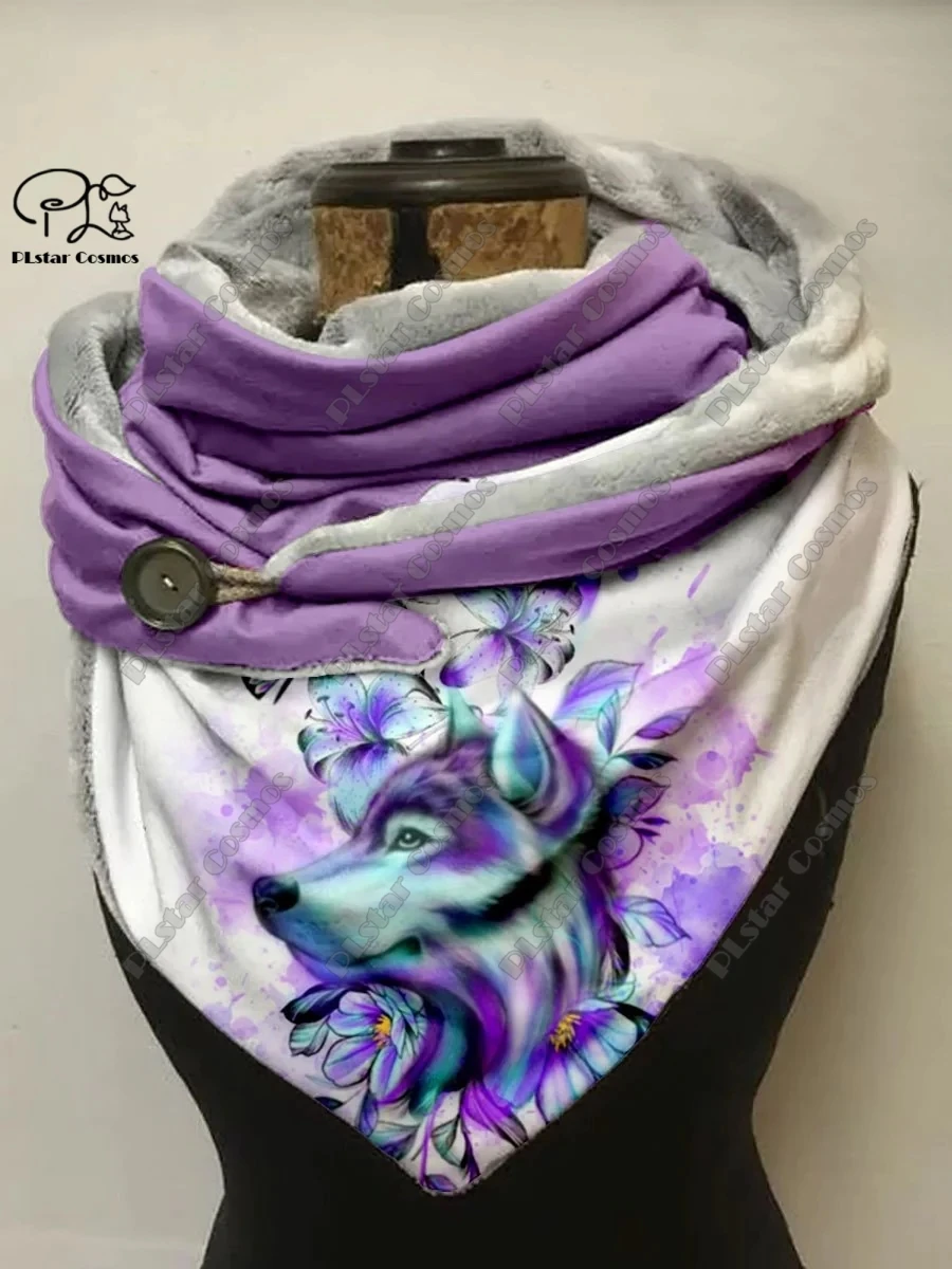 Top Trends: PLstar Cosmos 3D Printed Animal Series Cute Wolf Pattern Printed Warm Shawl Scarf Spring And Winter Small Triangle Scarf L-2 Shoppable Styles - Image 6