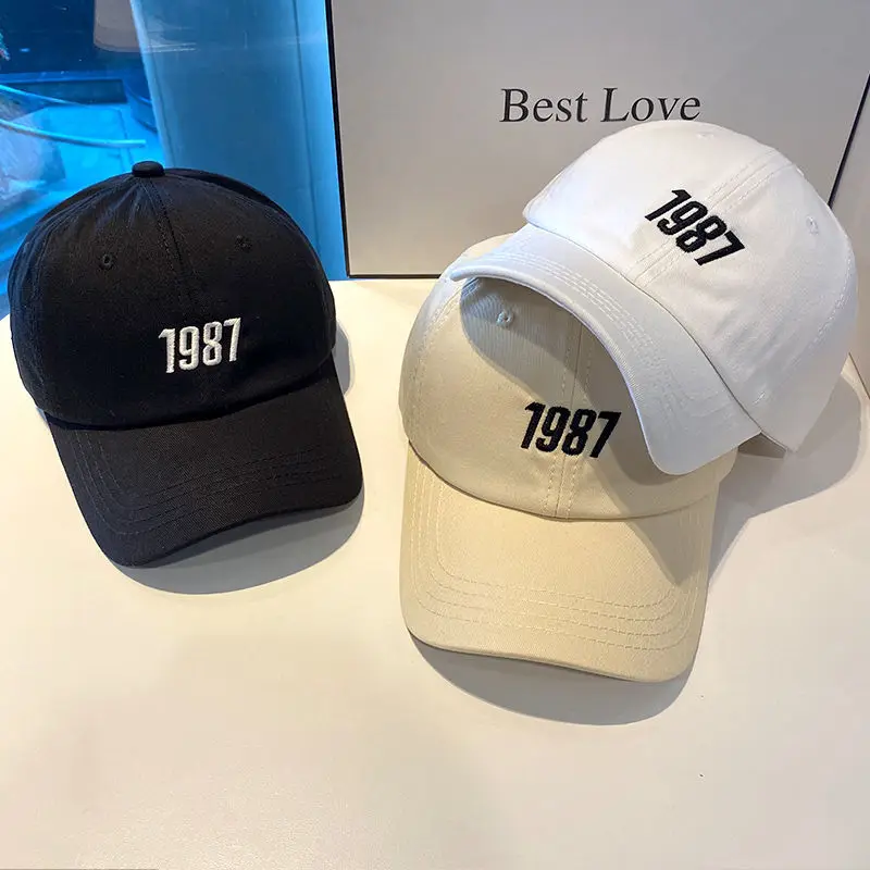 Top Trends: Summer 1987 Embroidery Baseball Cap For Men Women Cotton Kpop Snapback Cap Unisex Black White Sun Hats Outdoor Fishing Dad Hat Shoppable Styles