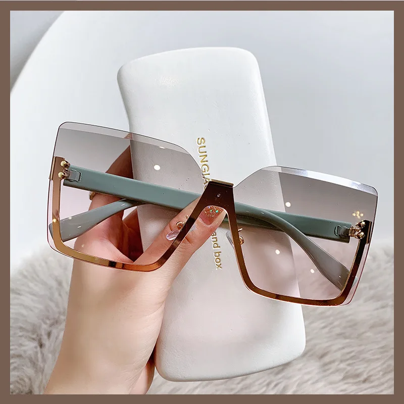 Top Trends: Classic Vintage Square Sunglasses Woman Gradient Mirror Half Frame Sun Glasses Female Fashion Shades For Women Oculos De Sol Shoppable Styles