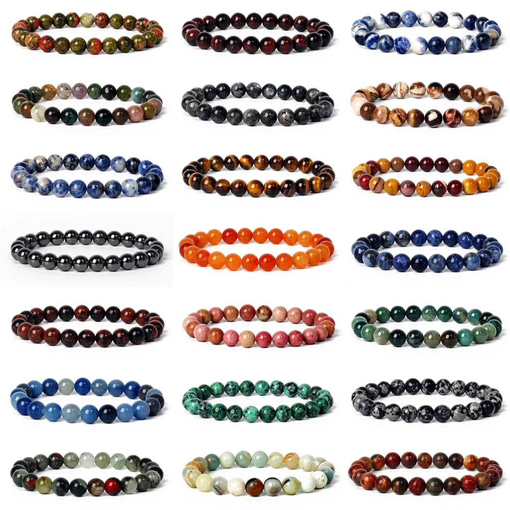 Top Trends: Natural Stone Beads Bracelet Women Men Amethyst Crystals Quartz Turquoise Jade Agate Gemstones Jewelry Elastic Bangle 4 6 8 10mm Shoppable Styles