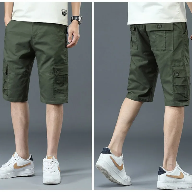 Top Trends: Summer Thin Pure Cotton Work Shorts Men's 5-point Multiple Pockets Casual Trend Loose Breeches Fashion Sports Pants Shoppable Styles - Image 3