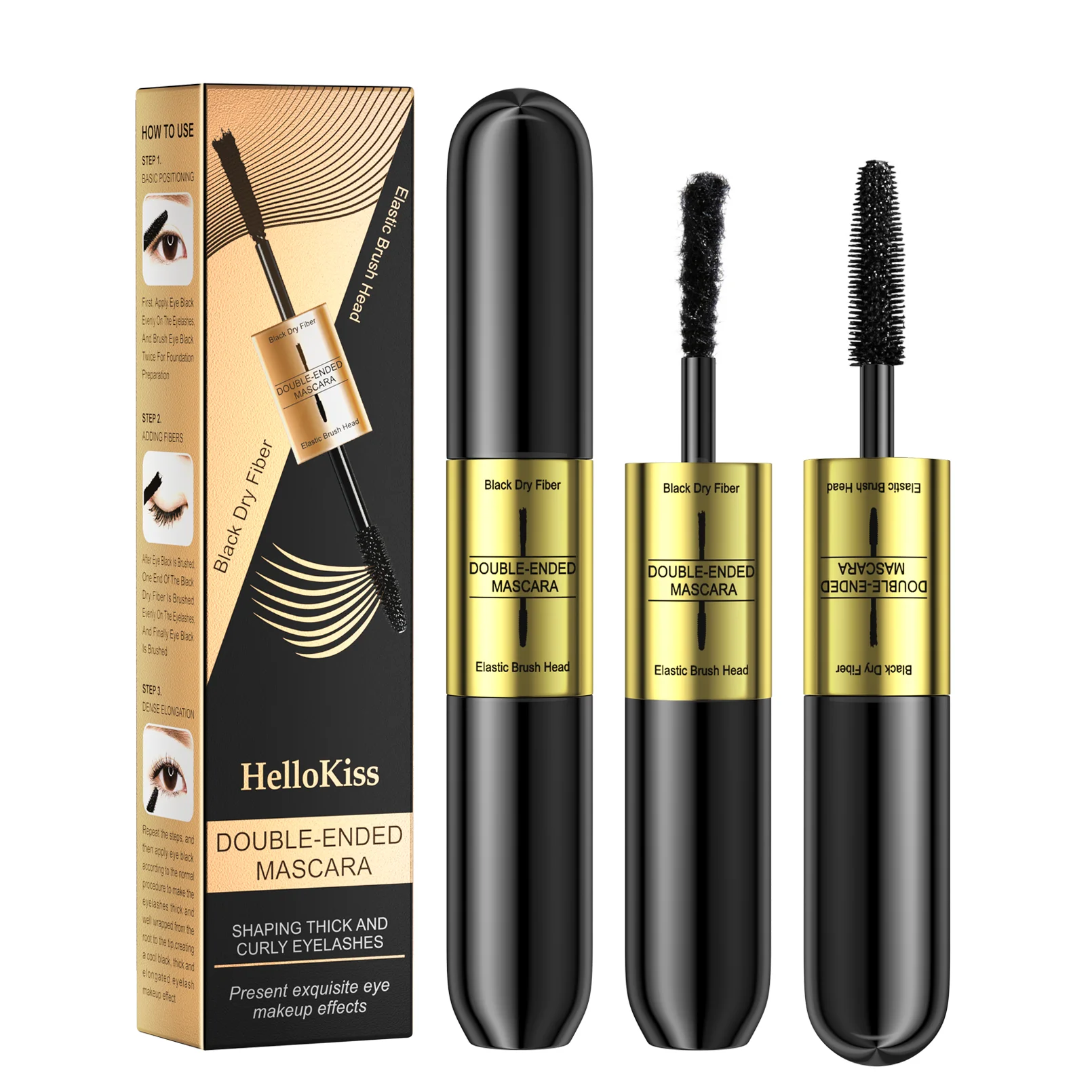 Top Trends: Double-ended 3D Mascara Waterproof Thick Long Lasting Lash Black Eyelashes Silk Fiber Lengthening Extension Volume Makeup Shoppable Styles