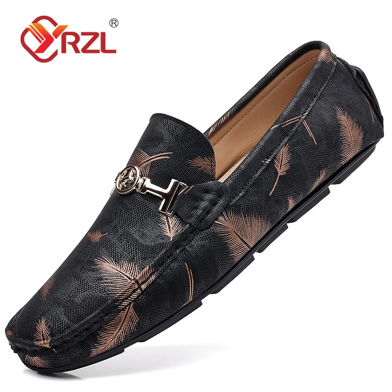 Top Trends: YRZL Loafers Men Casual Shoes Luxury Brand Mens Loafers Feather Print Moccasins Breathable Slip On Loafers For Men Size 48 Shoppable Styles