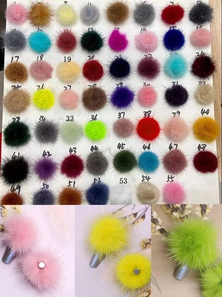 Top Trends: 2Pcs Detachable Magnet Ball Fluffy 27*27mm 3D 16 Colors Puffy Pom Pons Set Kit Jewelry Manicure Accessories DIY Nails Charms Shoppable Styles