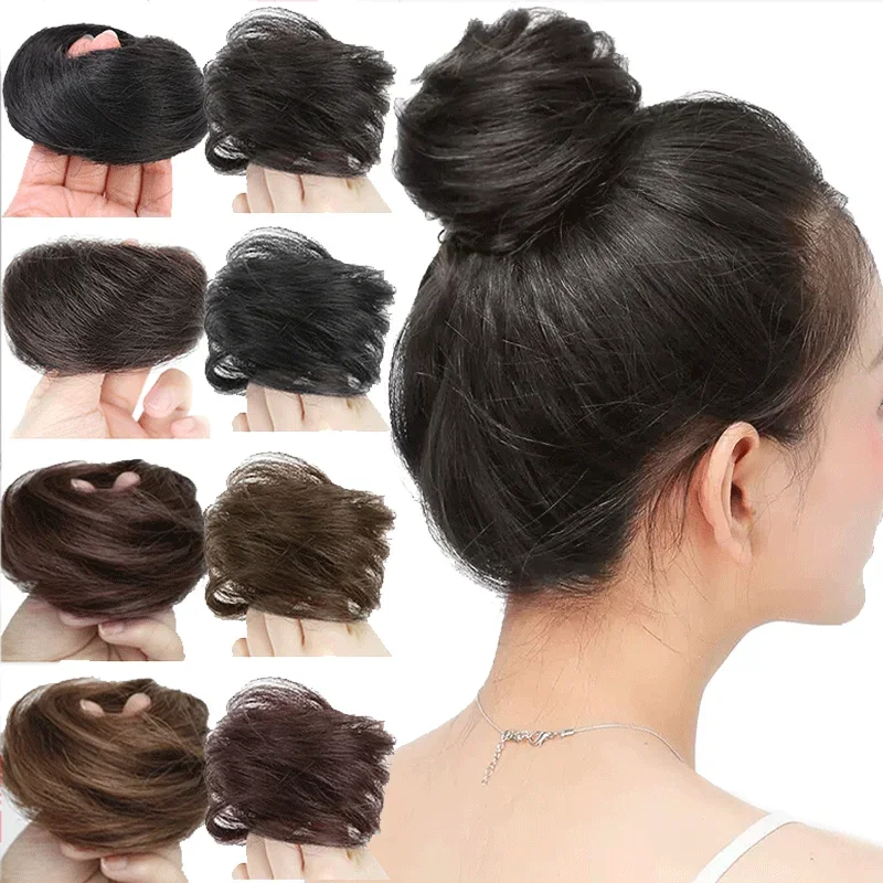 Top Trends: Ball Head Fake Scrunchie Hair Bun Straight Hair Messy Curly Hair Band Elastic False Hair Pieces For Women Meatball Head Hairpin Shoppable Styles