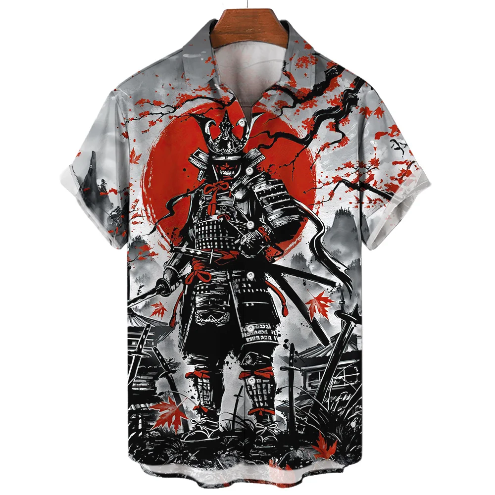 Top Trends: New Japanese Shirts For Men Hawaiian Shirts 3d Ghost Samurai Apparel Short Sleeve Tops Harajuku Streetwear Male Summer Clothing Shoppable Styles