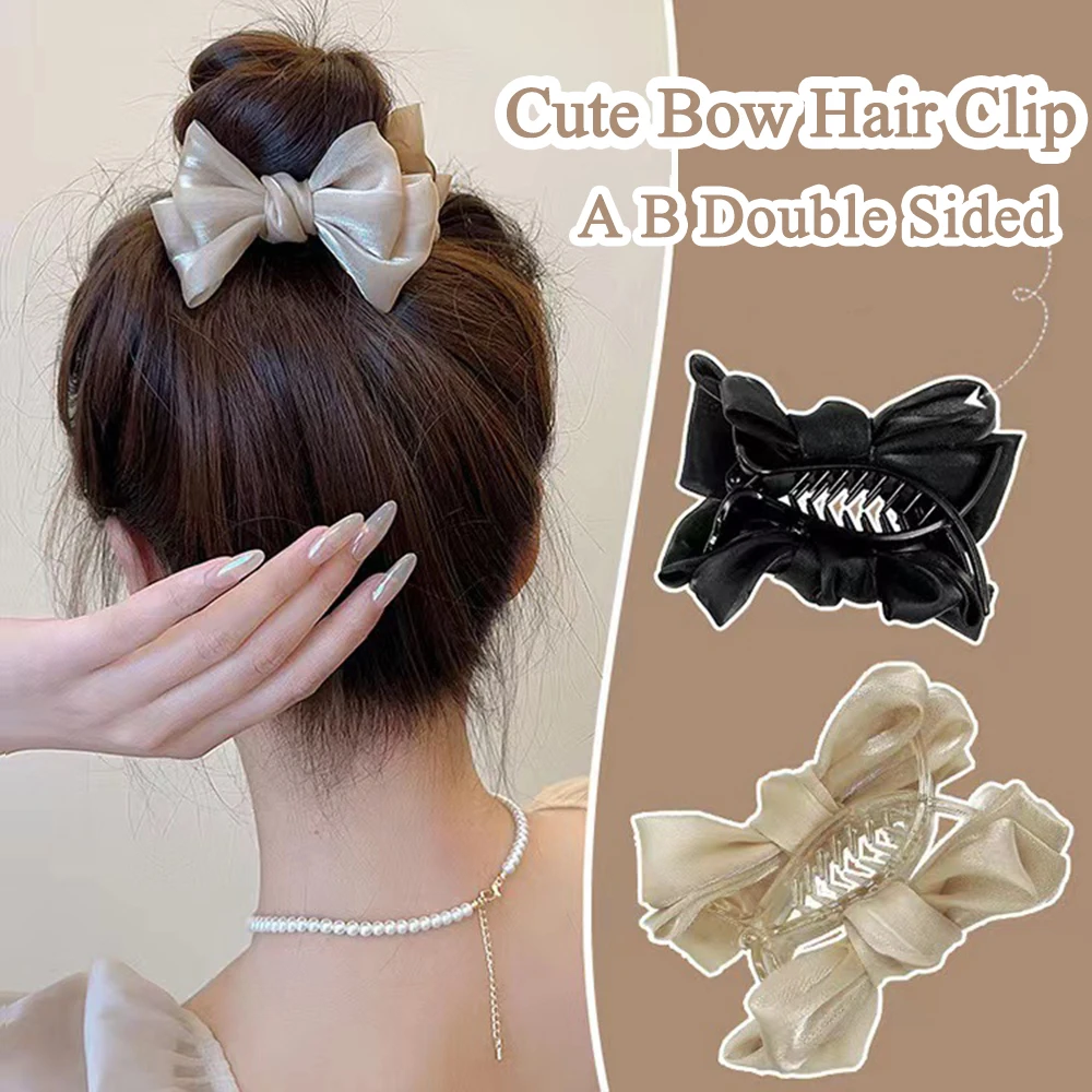 Top Trends: Cute Bow Hair Claws Hair Clips Colored Ribbon Barrettes Side Hairpins For Girls Bun Women Ponytail Hair Accessories Headwear Shoppable Styles