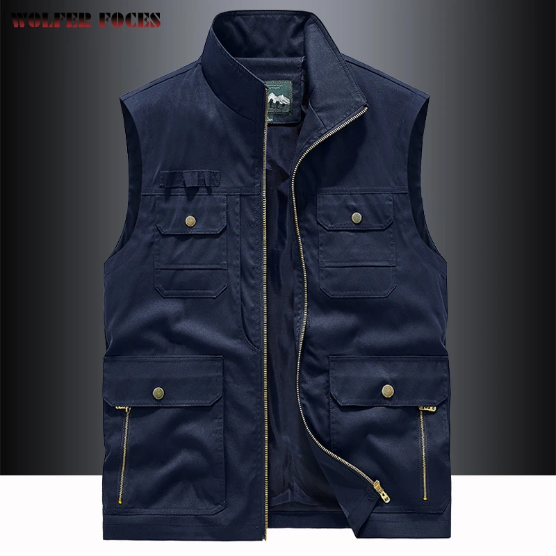 Top Trends: Men&#039;s Workwear Vest Multi Pocket Outdoor Vest Tactical Functional Stand Collar Vest Fishing Photography Mountaineering Jacket Shoppable Styles