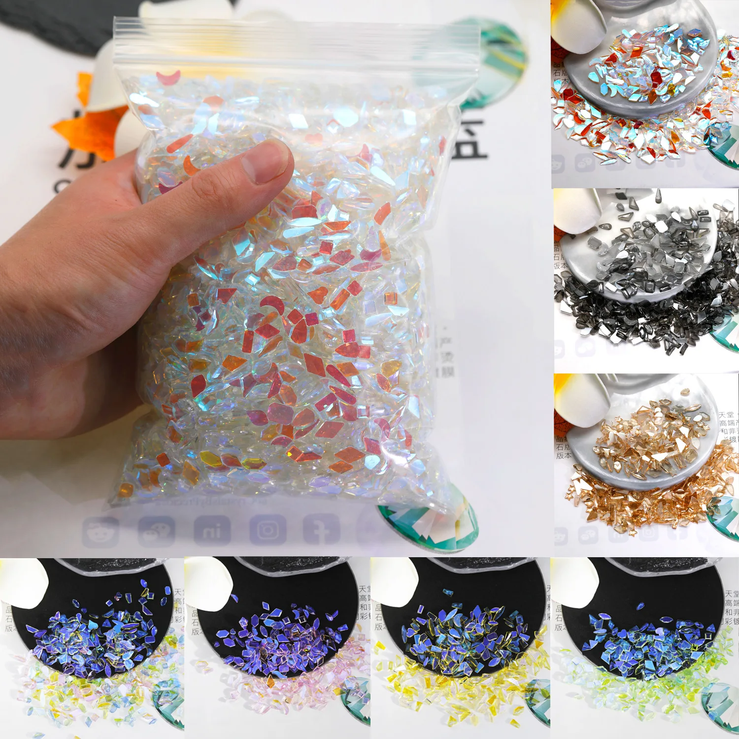 Top Trends: 100pcs Crystal Jewelry Nail Art Decoration Aurora K9 AB Glass Rhineston Flatback Gems Parts Flash Phantom Nail Supply Shoppable Styles