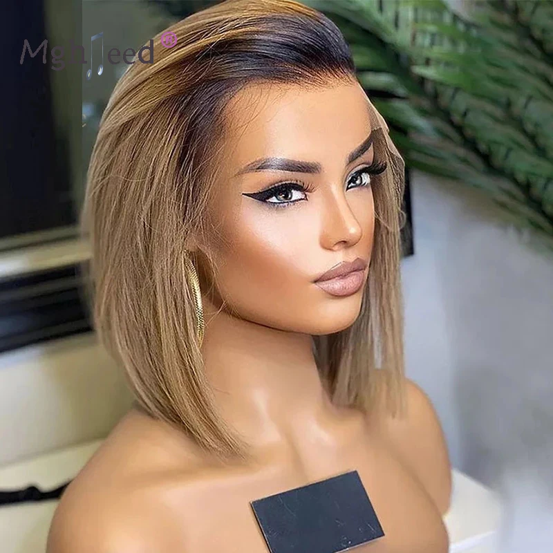 Top Trends: Ombre Blonde Human Hair Short Bob Wig Virgin Brazilian 360 Full Lace Frontal Wig For Black Women With Baby Hairs Shoppable Styles