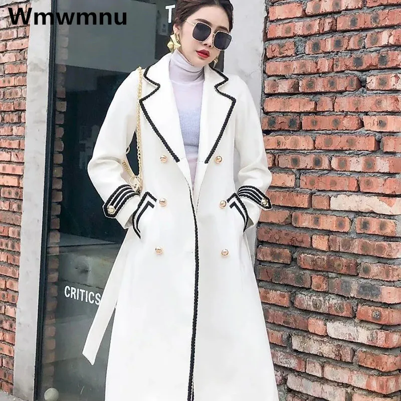 Top Trends: Elegant Women's Woolen Coats Vintage Winter Warm Long Jackets Slim Spliced Fashion Overcoat Casual Thicken Belt Loose New Casaco Shoppable Styles