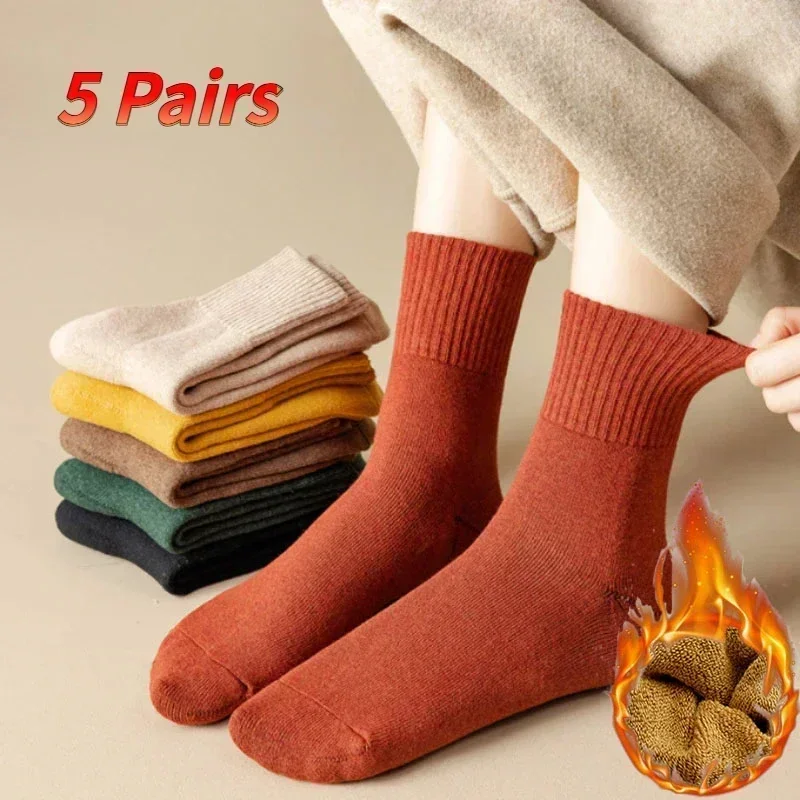 Top Trends: Women Winter Cotton Socks Thicken Comfortable Mid-calf Warm Boots Floor Sock Calcetines Mujer Thermal Stockings Woman Shoppable Styles