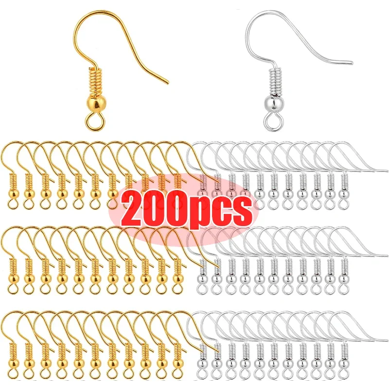 Top Trends: 100 / 200pcs DIY Earring Findings Earrings Clasps Hooks Stainless Steel Hypoallergenic Earring Making Accessories Hook Earwire Shoppable Styles