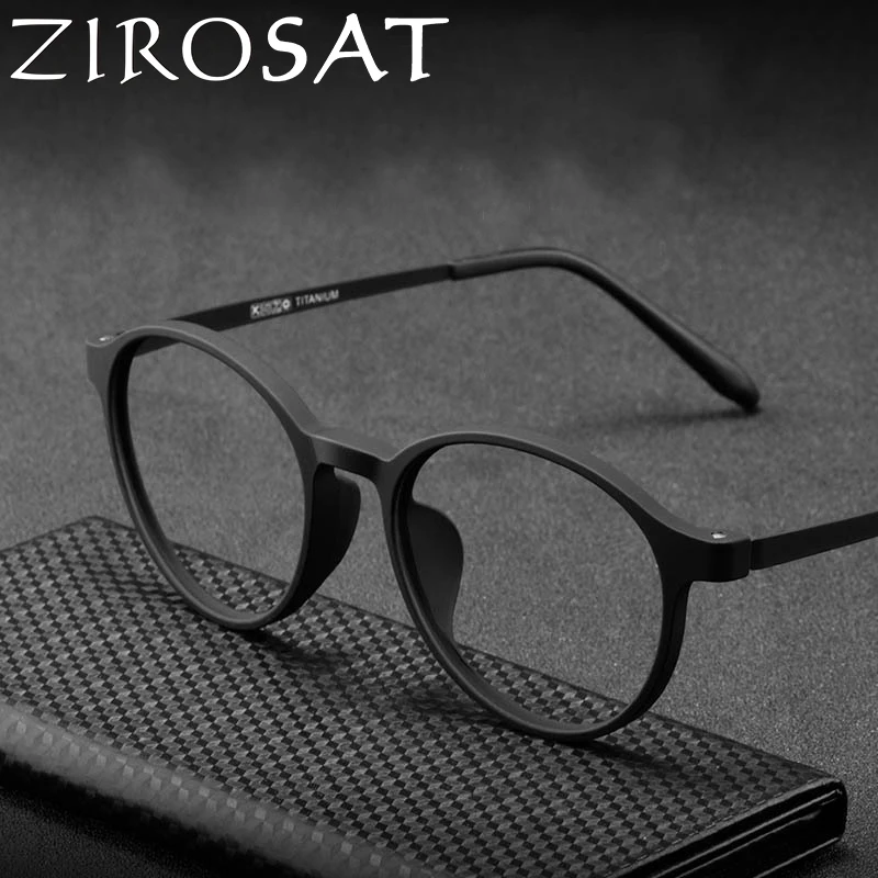 Top Trends: ZIROSAT 3050 Ultralight Titanium TR90 Myopia Glasses Retro Round Optical Prescription Eyeglasses Frame Men And Women Shoppable Styles