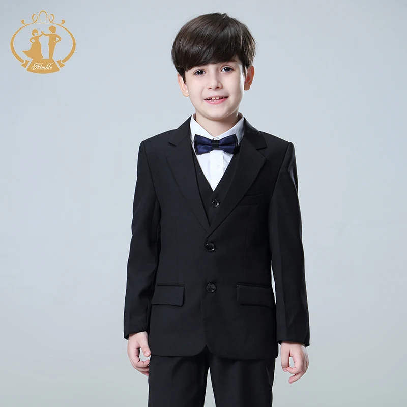 Top Trends: Spring Autumn Formal Black Suits For Weddings Set Children Party Host Costume Kids Blazer Vest Pants 3Pcs Wholesale Clothing Shoppable Styles