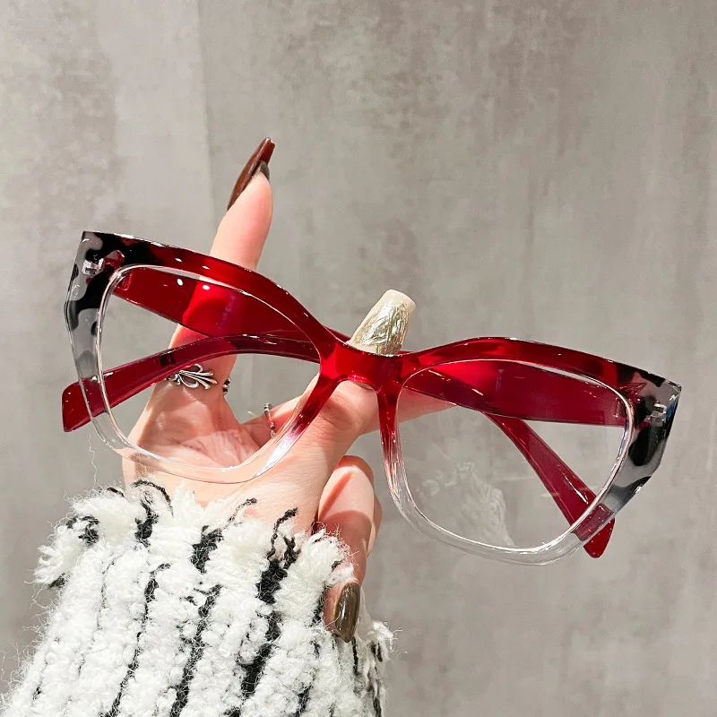 Top Trends: Luxury Brand Designer Women Fashion Cat Eye Anti Blue Light Glasses Double Color Big Frame Reading Glasses Presbyopia Eyewear Shoppable Styles - Image 4