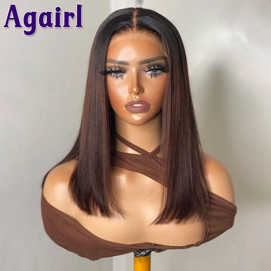 Top Trends: Chestnut Brown Highlight Short Bob Wig Bone Straight 13X4 13X6 Lace Frontal Human Hair Wigs Wear Go 4X6 Glueless Bob Lace Wigs Shoppable Styles