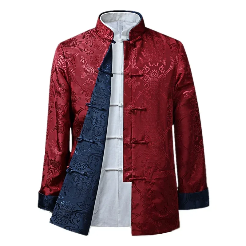 Top Trends: Men Chinese Dragon Shirt Kung Fu Coats China New Year Tang Suit Traditional Chinese Clothing For Men Jackets Hanfu Men Clothing Shoppable Styles