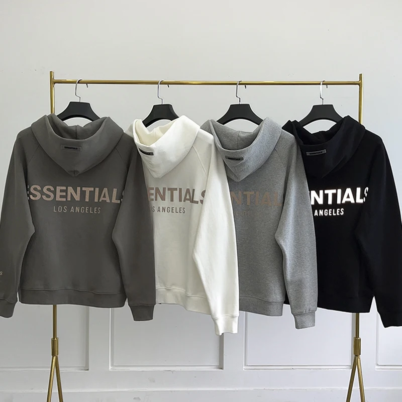 Top Trends: Fw21 Men&#039;s Essentials Zipper Hoodies Reflective Letters Print High-quality Cotton Sweatshirts Trendy Hip Hop Unisex Hoodie Shoppable Styles