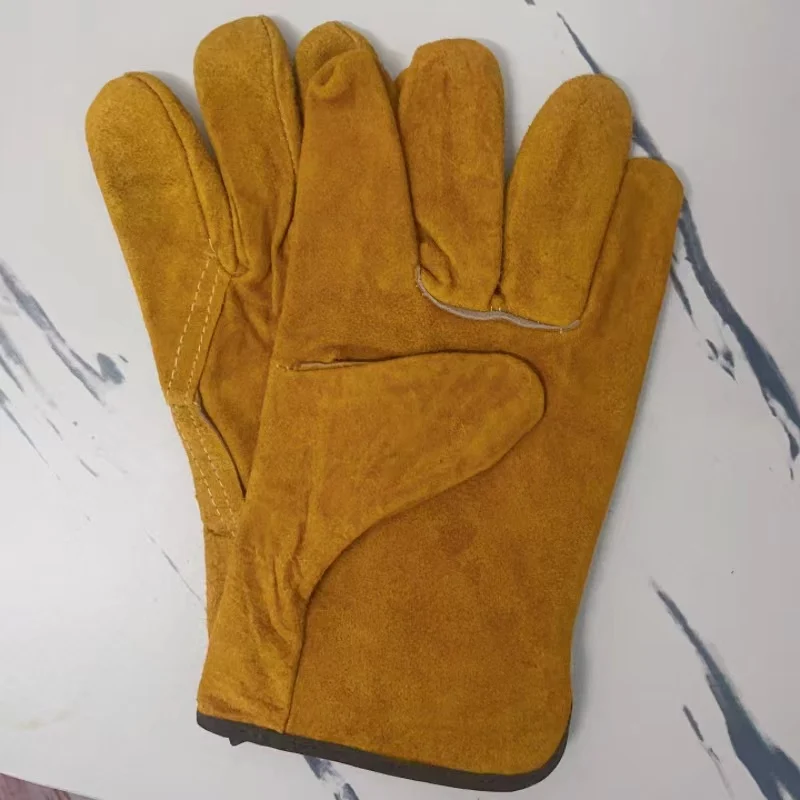 Top Trends: A Pair Fireproof Durable Yellow Cow Leather Welder Gloves Anti-Heat Work Safety Gloves For Welding Metal Hand Tools Shoppable Styles