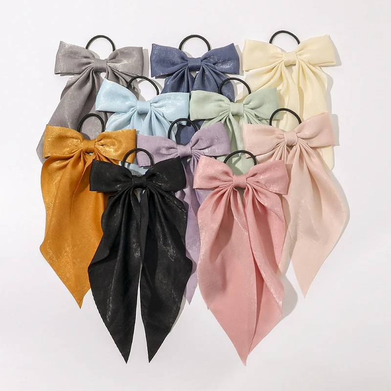 Top Trends: Fashion Long Ribbon Hair Scrunchies Satin Bow Rubber Bands For Women Girls Streamers Ponytail Holder Hair Ties Hair Accessories Shoppable Styles