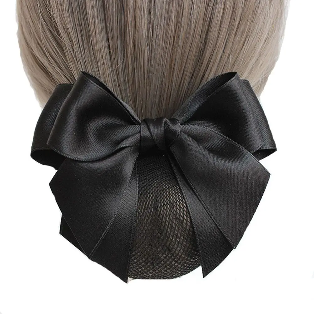 Top Trends: Korean Satin Bow Hairclip With Net Bun Ribbon Hair Bun Cover Headwear Hair Accessories Bowknot Snood Women Hairgrips Shoppable Styles - Image 5