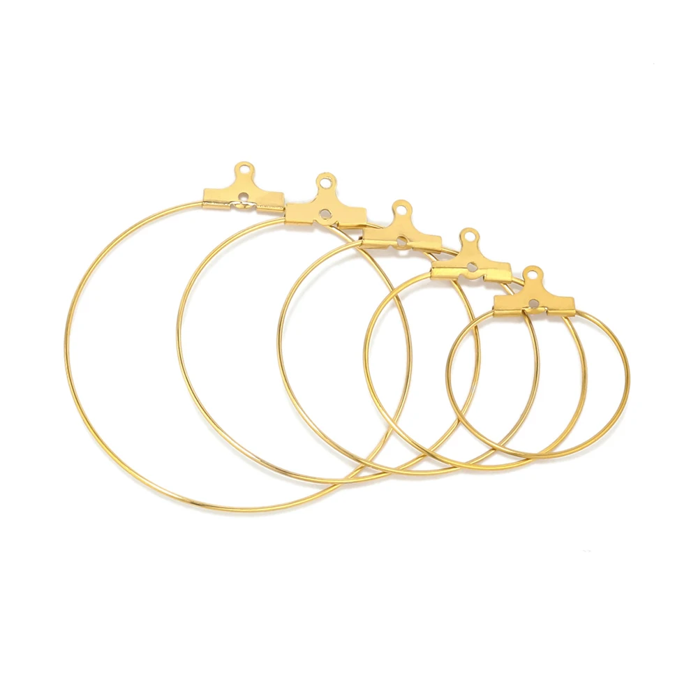 Top Trends: 20Pcs Stainless Steel 20 / 25 / 30 / 35 / 40 / 45mm Hoop Earrings Big Circle Ear Wire Earring Hooks Connector DIY Earrings Jewelry Making Shoppable Styles